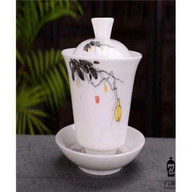 茶碗单个功夫茶具礼品定制 茶楼陶瓷盖碗供应 企业礼品盖碗