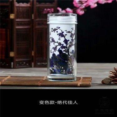 中国风陶瓷双层内胆隔热水杯 景德镇陶瓷杯 手绘陶瓷保温杯