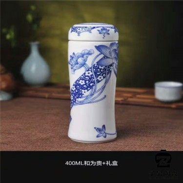 景德镇陶瓷保温杯定制加字 促销礼品保温杯 加印LOGO陶瓷保温杯定制