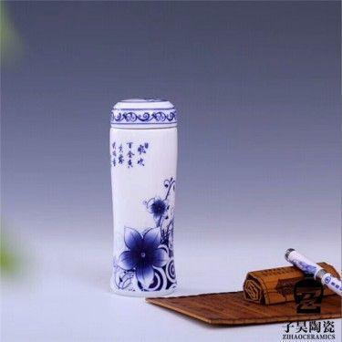 批发景德镇陶瓷保温杯 陶瓷礼品杯子 定做陶瓷茶杯