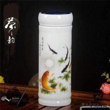 员工福利礼品陶瓷茶杯 双层全陶瓷保温杯 办公室随手保温杯陶瓷