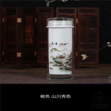 双水晶盖层带玻璃茶杯 商务办公礼品杯子 特价保温杯防烫玻璃水杯