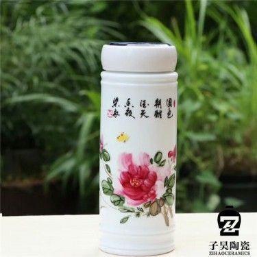 陶瓷保温杯厂家直销 厂家批发景德镇保温杯 青花瓷双层全瓷陶瓷杯