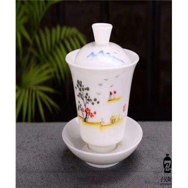 茶楼陶瓷盖碗供应 企业礼品盖碗  公司礼品盖碗