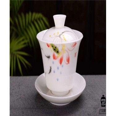 企业礼品盖碗  公司礼品盖碗 釉下青花瓷大号盖碗茶具