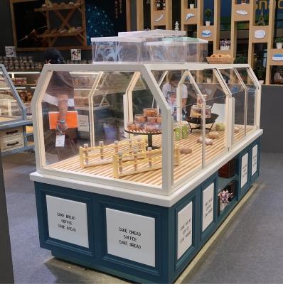 成都面包柜中岛柜糕点桃酥展示柜定做 铁艺烤漆实木面包柜