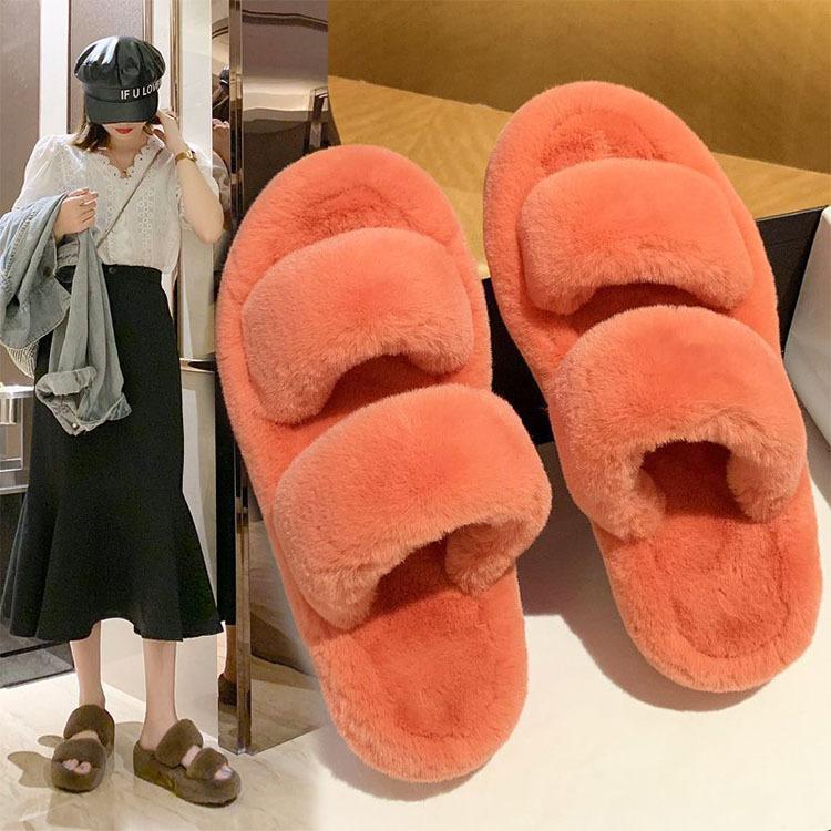 松糕厚底毛毛拖鞋女2020年秋季新款外穿显高交叉休闲地板