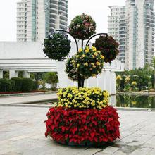 园艺5球花树 景观铁艺花架生产厂家  铁艺花柱 PP花球 垂吊花球花树景观