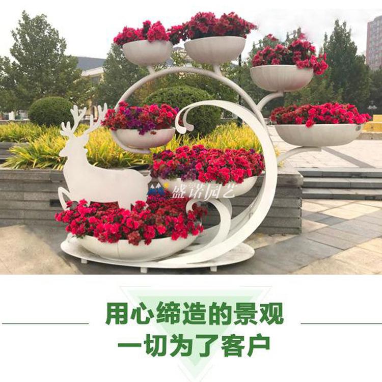 踏浪驯鹿回首艺术花卉园艺景观花器花架_盛诺园艺_厂家批发直销_大型户外花架基地