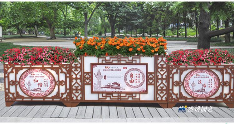窗景高低花箱组合 pvc发泡花箱 绿化道路花箱 隔离带花箱 户外花箱 白色花箱 厂家定做设计加工木色花箱