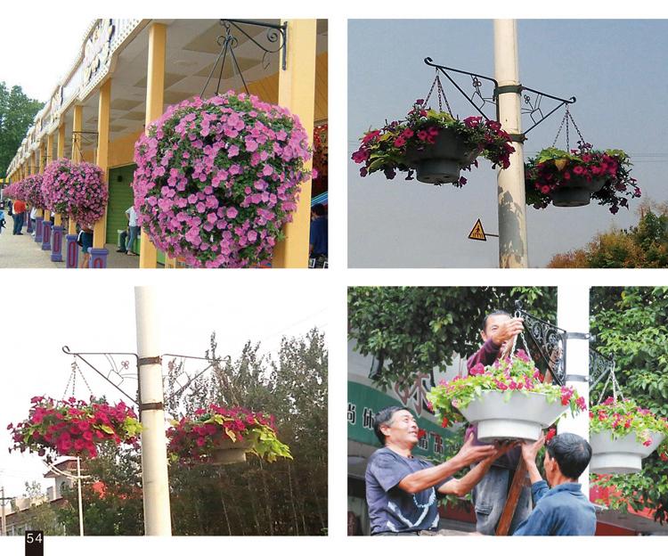 灯杆花盆 灯杆垂吊花盆 悬挂花盆 路灯杆塑料PP花盆 花盆厂家