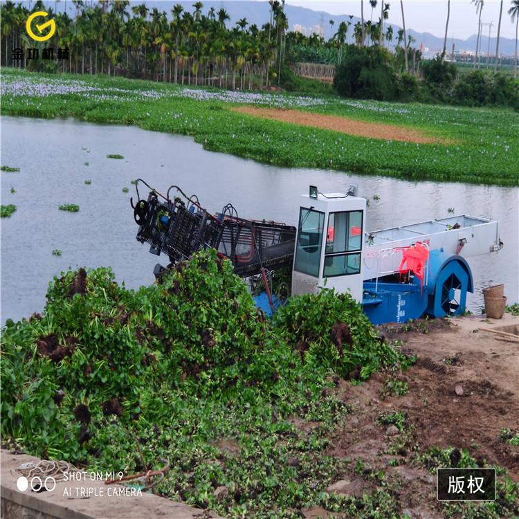 全自动保洁船价格  河道水下水葫芦粉碎船 小型半自动割草船