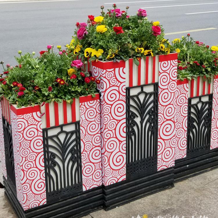 pvc花箱 仿木花箱 木纹花箱 景观花箱 制作厂家