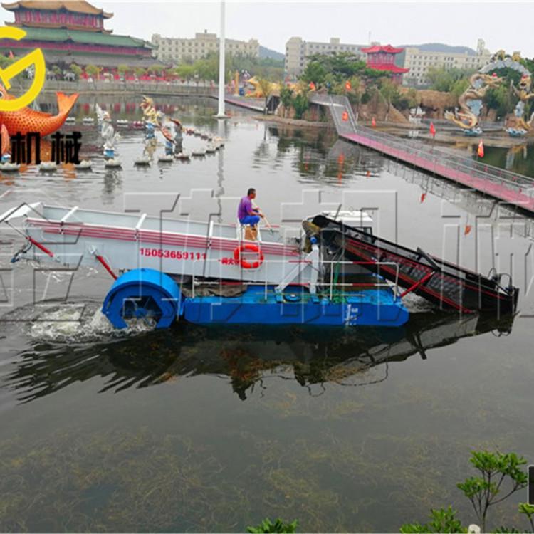 水浮莲清理船图片  水浮莲清理船工作现场    垃圾打捞船