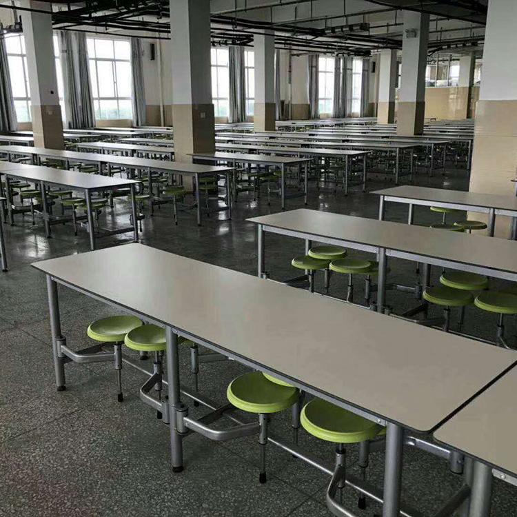 订做学生食堂餐桌椅 连体不锈钢餐桌椅 食堂自助餐桌椅价格 广杰