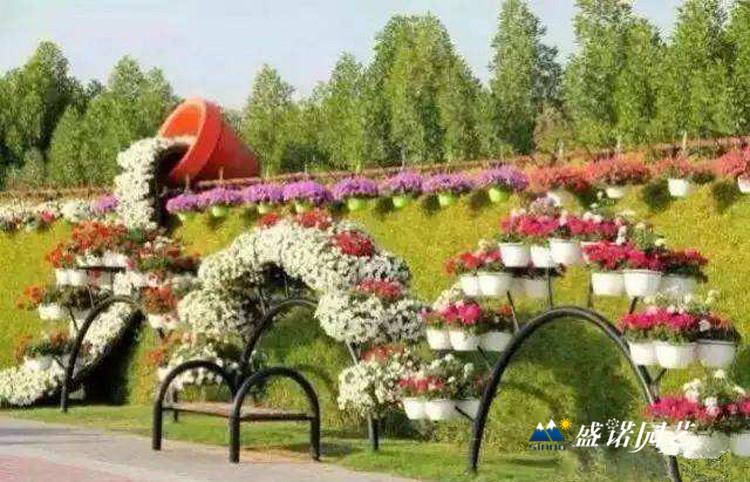 景观立体铁艺造型 花塔 扇形 花球制作 园艺景观花球 价格