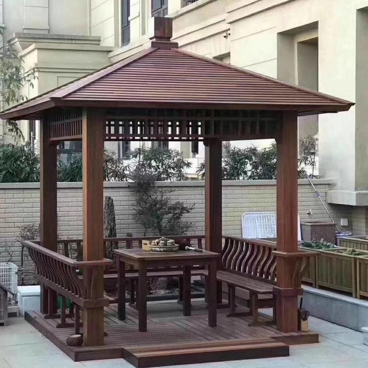 厂家定制成都古建凉亭 成都防腐木户外木亭 六角亭子景区仿古亭中式凉亭