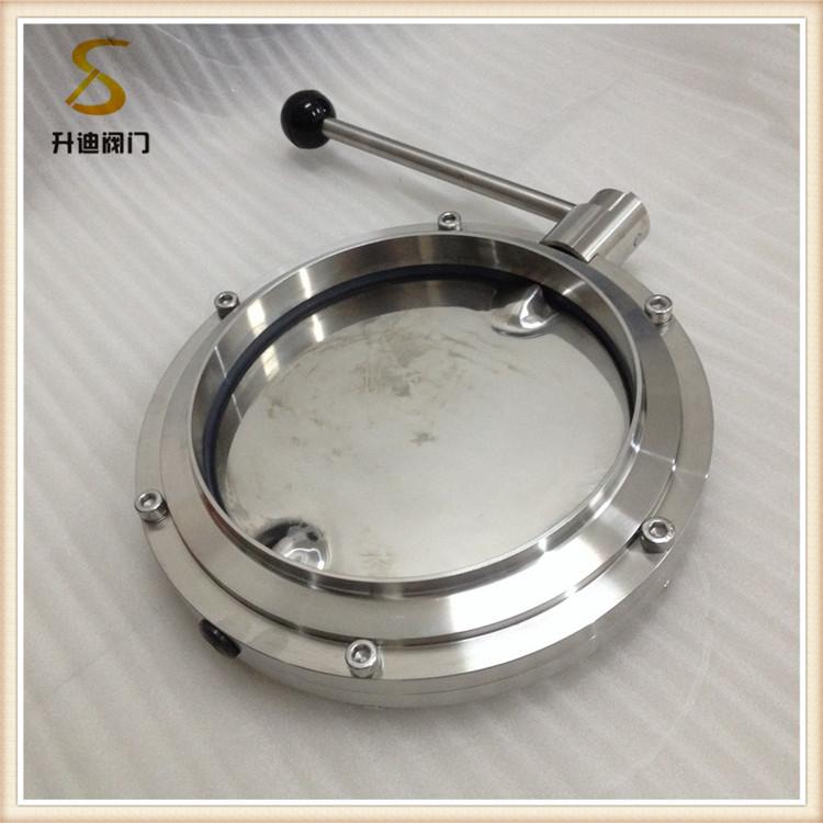 升迪大口径卫生级粉体蝶阀 手动不锈钢焊接蝶阀