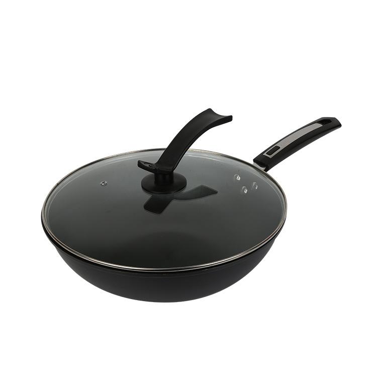无涂层不粘锅精铁无涂层不粘炒锅 无油烟精铸铁不沾炒锅厂家现货