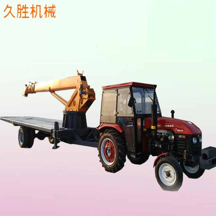钢材运输拖拉机平板吊车 8吨拖拉机平板吊 久胜机械