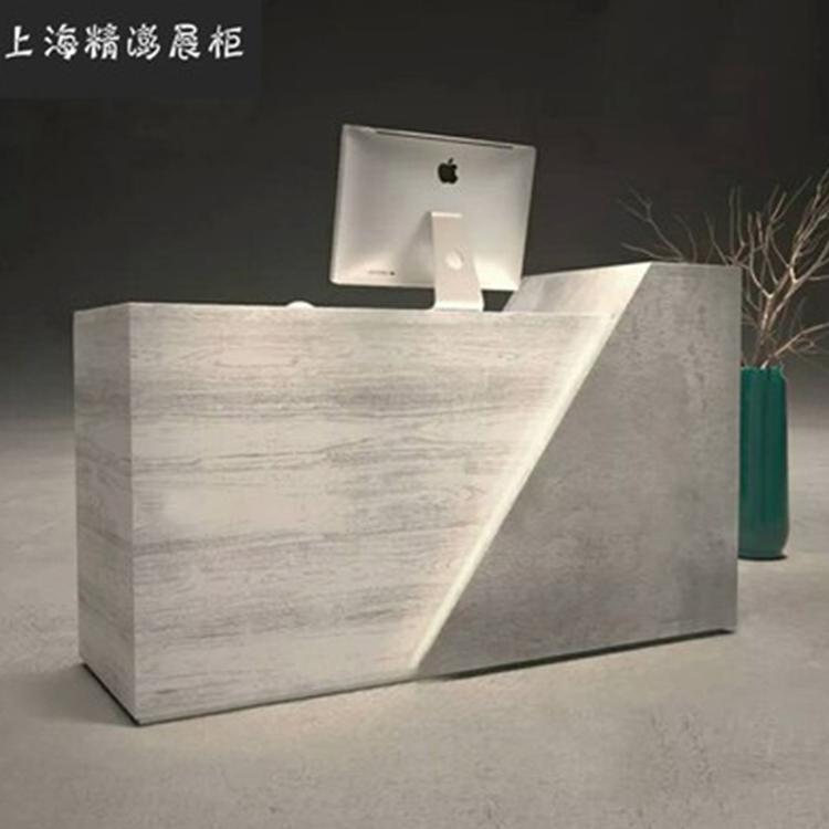 收银台接待台吧台仿石材前台柜台简约现代大理迎宾台精澎厂家定制