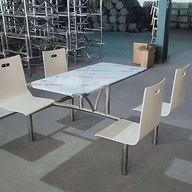 广杰供应不锈钢食堂餐桌椅 学校餐厅餐桌 食堂一体餐桌椅厂家 