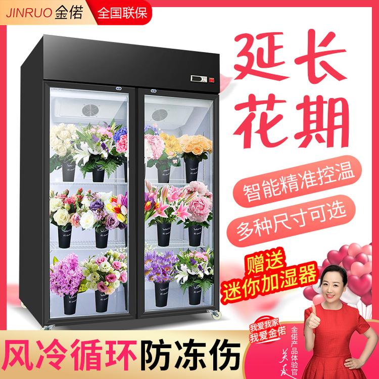 金偌 鲜花保鲜柜冷藏柜风冷展示柜陈列立展示柜鲜花植物柜 1.2米双门上置【单面玻璃豪华款】