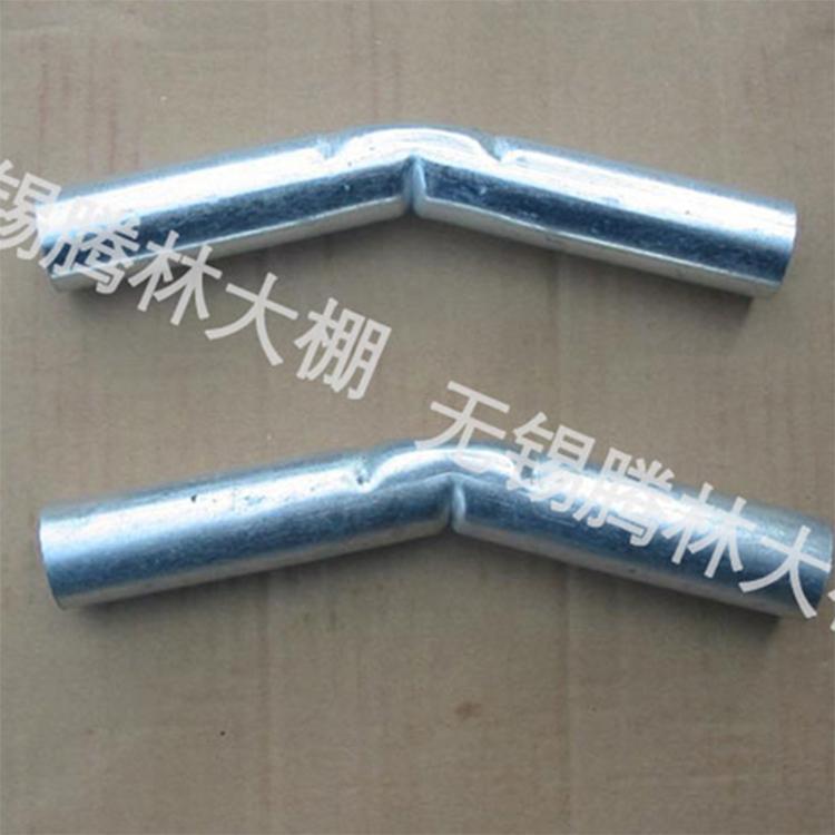 热镀锌钢架大棚单栋钢管大棚配件批发  棚头接管配件批发