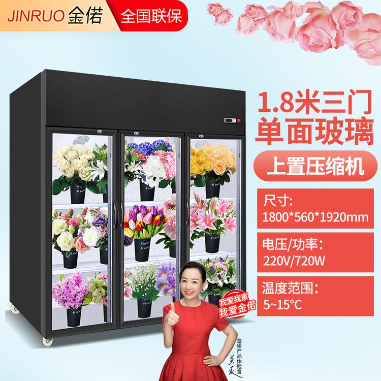 金偌 鲜花保鲜柜冷藏柜风冷展示柜鲜花植物柜展示柜 1.8米三门上置【单面玻璃豪华款】