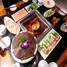 便宜的火锅桌子 火锅餐桌多少钱一套  家用餐桌带火锅的桌子