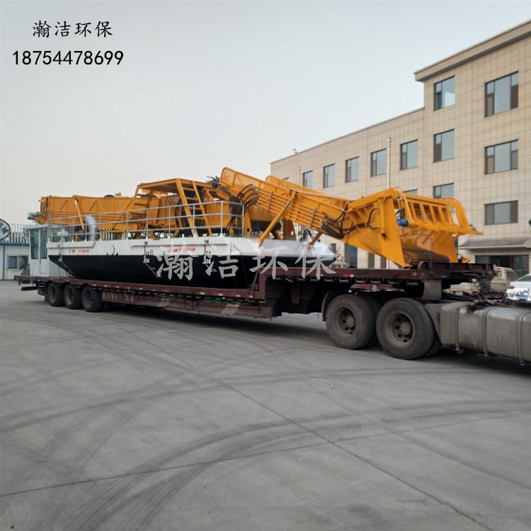 水库垃圾清理船工作现场  割草船厂家直销