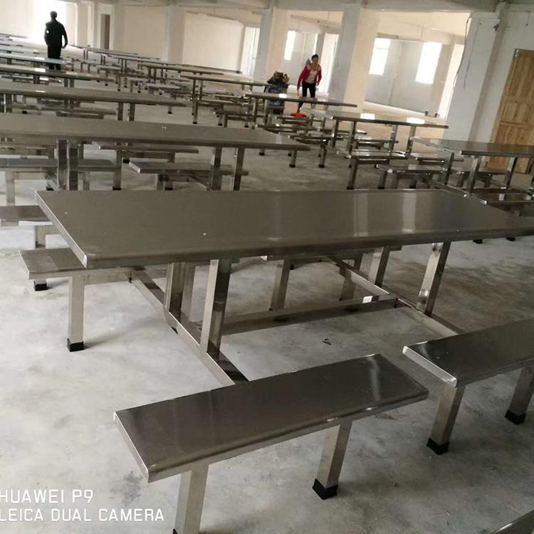 食堂连体餐桌椅 广杰定制供应单位餐桌椅 食堂一体餐桌