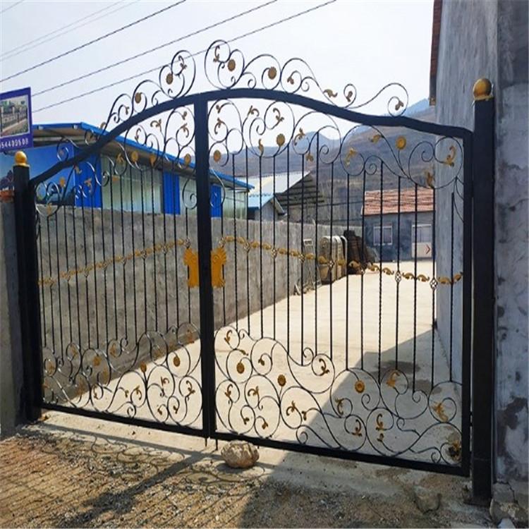 欧式豪华铁艺别墅大门_乡村庭院花园锌钢对开门_农村院子家用围墙大门