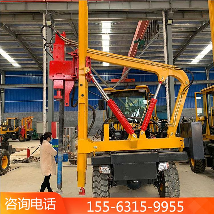 波形护栏打桩机 液压波形护栏钻孔机 高速公路防护栏打桩机 久胜机械
