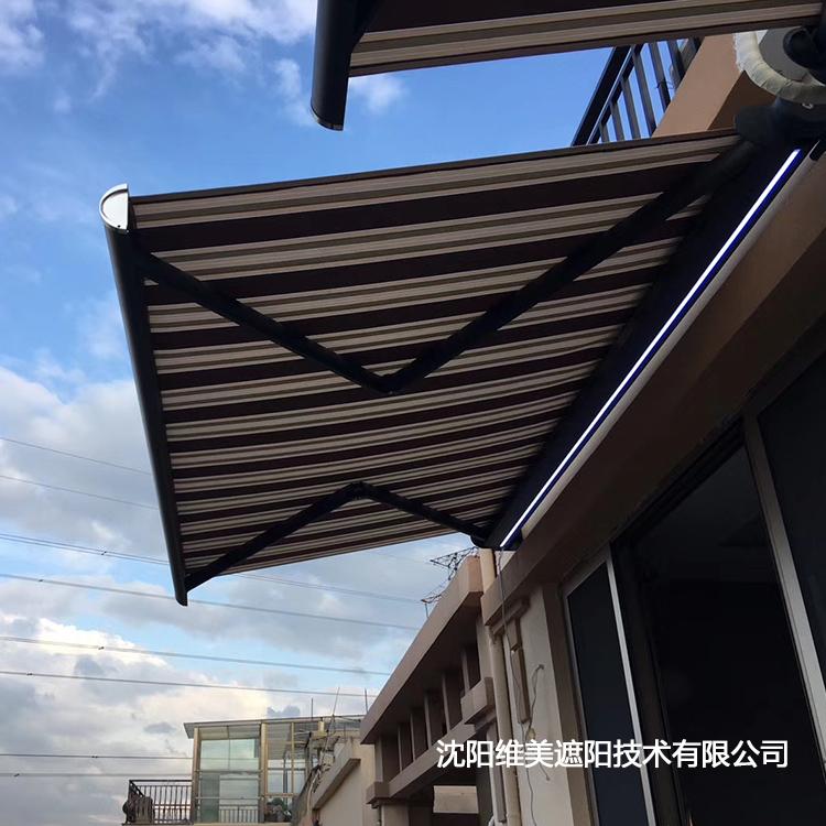 豪华版曲臂遮阳棚 手动/电动曲臂遮阳棚 抚顺曲臂遮阳棚厂家