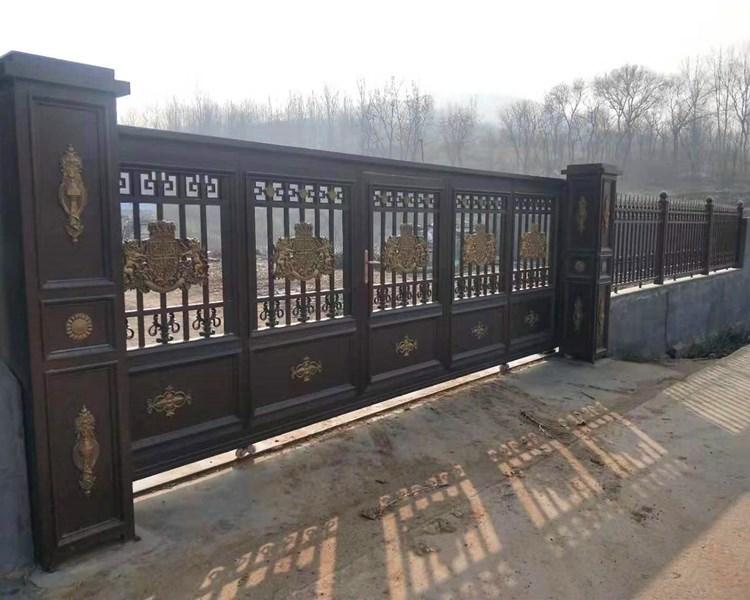 定制乡村庭院门-别墅对开电动门-小区防盗大门定制门