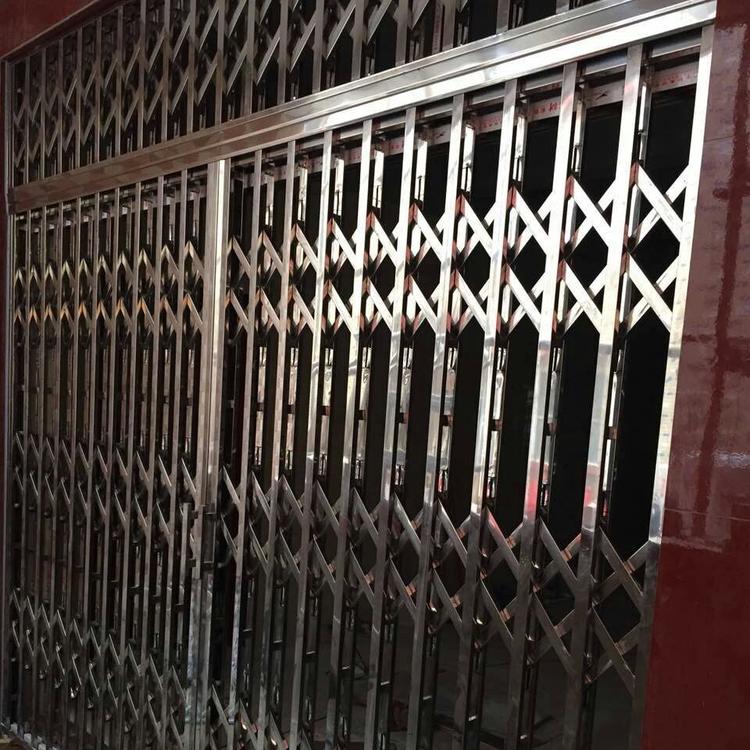 温江栏栅推拉门 铝材拉闸门家用防盗透光窗 阳台商铺伸缩门