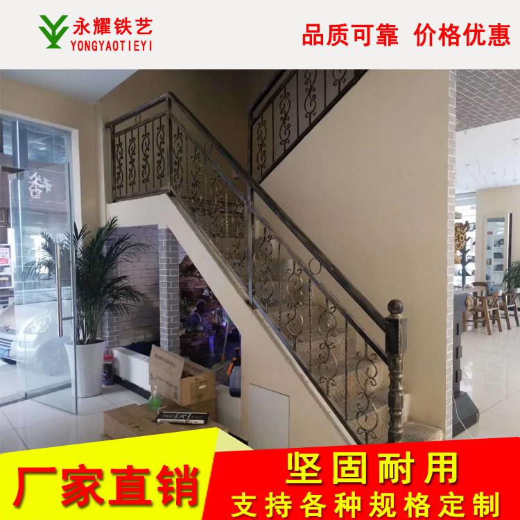 厂家定制 酒店家庭楼梯铁艺 金扶手立柱 雕花铁艺楼梯 围栏扶手铁艺