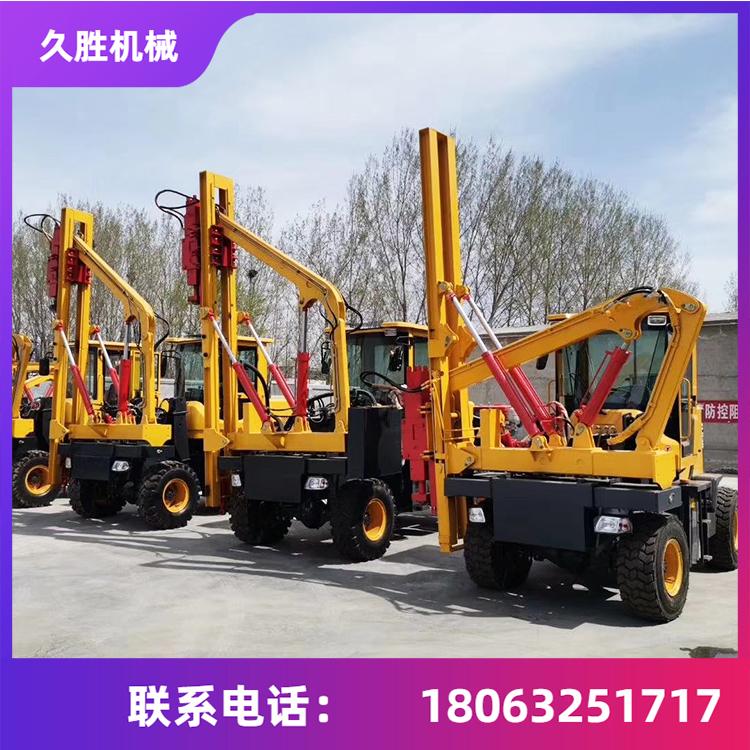 四驱全液压护栏打桩机 护栏压桩机 高速公路护栏打桩机 久胜机械