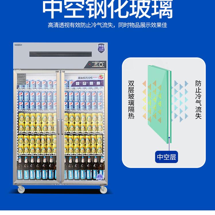 双门冷藏展示柜 玻璃门展示柜 啤酒饮料冷藏展示柜 鑫利尔