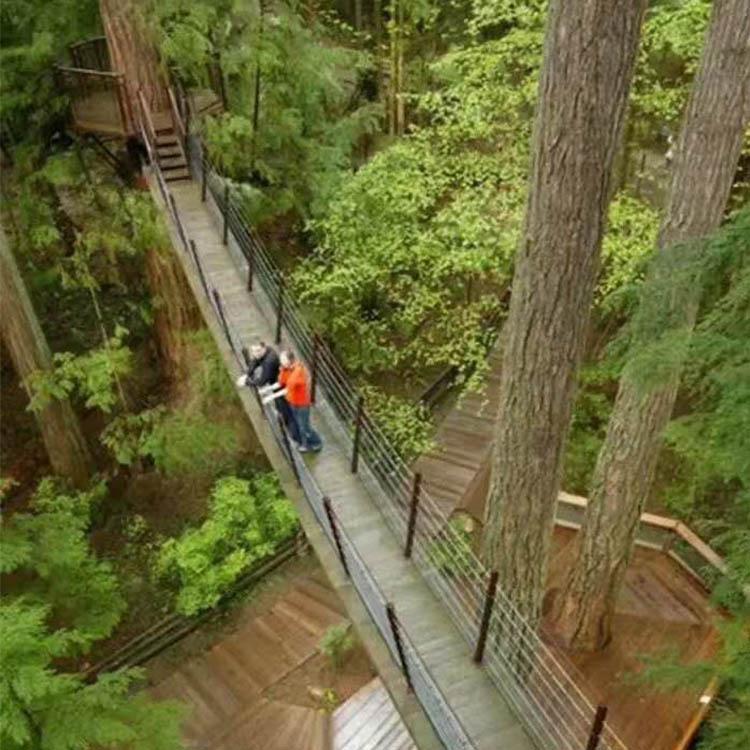 木板景观桥  玻璃吊桥 防腐木景观铁索桥 景区吊桥安装