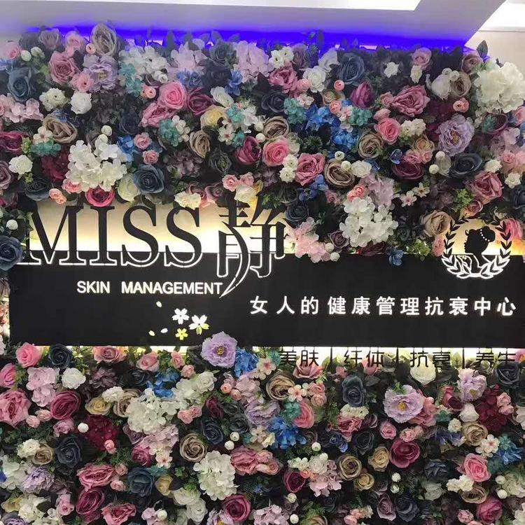 上海仿真花墙 美容院前台背景墙 人造植物花墙 玫瑰花墙