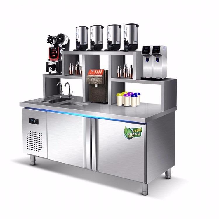 保鲜商用冰箱 定制奶茶操作台 水吧台 商用不锈钢水吧台 奶茶店设备价格