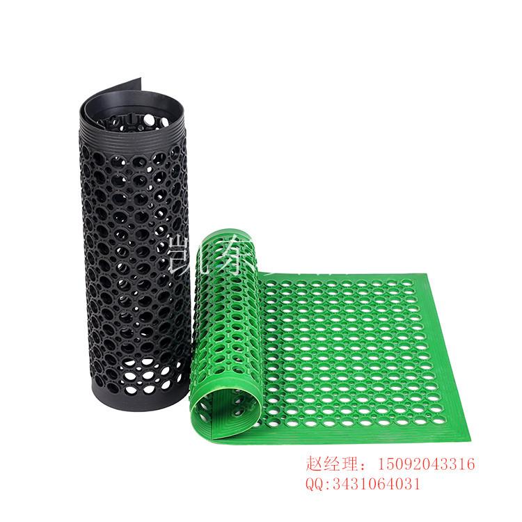 门口防滑橡胶垫_青岛供应带孔橡胶垫_带孔耐油防滑垫黑色绿色914*1524*12mm