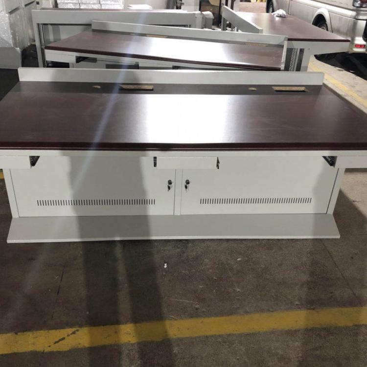 监控操作台 拼装双联液晶操作台 全红木台面按联计算