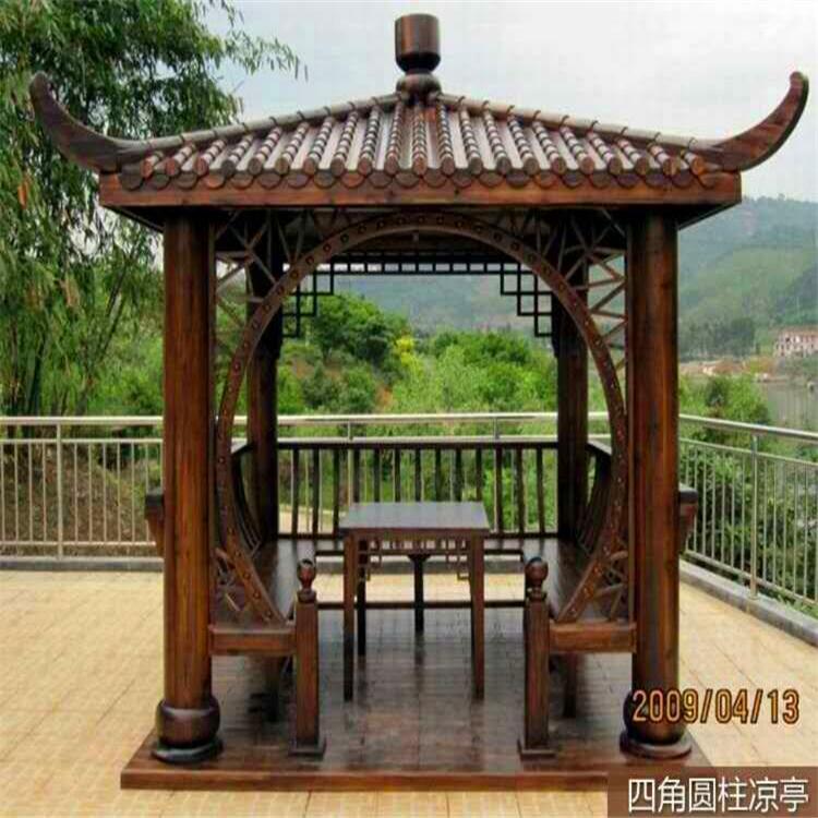 碳化木凉亭厂家 碳化木凉亭多少钱 碳化防腐木凉亭