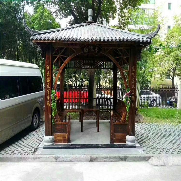 碳化木凉亭价格 古典碳化木凉亭 六角防腐木凉亭