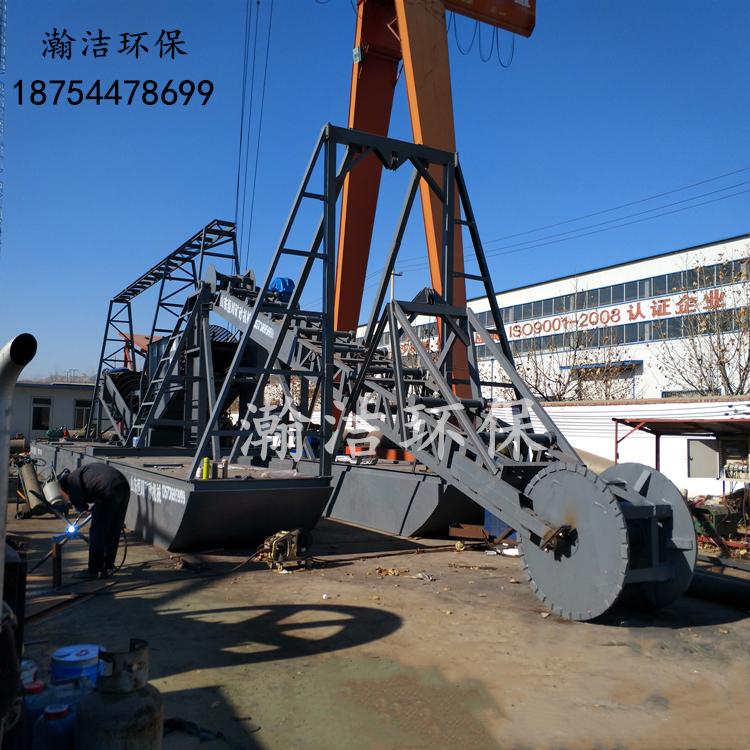 瀚洁河沙采金设备制造商 大型链斗式淘金船价格