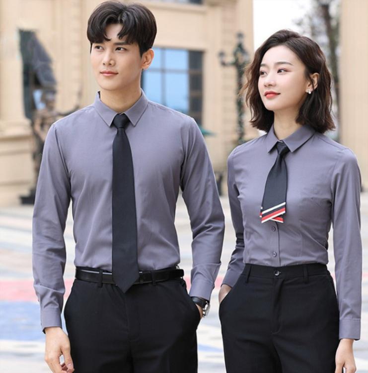 长袖衬衫 刺绣印LOGO  专用制服小西装定制  定制车间职员工作服