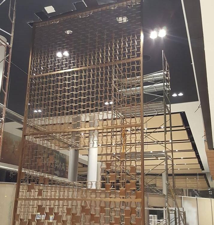 酒店超大型玫瑰金隔断屏风 玫瑰不锈钢金隔断屏风 佛山不锈钢屏风定制
